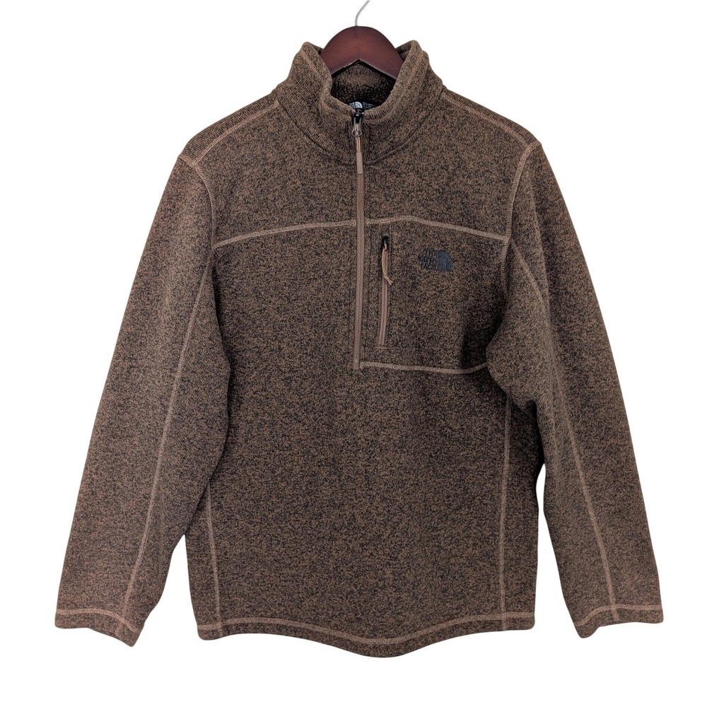 The North Face Gordon Lyons 1/4 Zip Fleece Pullover Brown Heather Mens Large